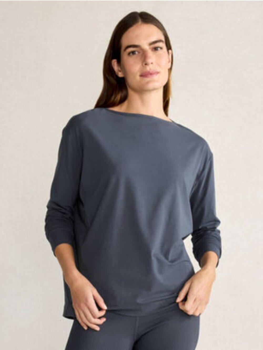 Haven Well Within Balance Organic Cotton Boat Neck Tee Steel Blue-Gray Size L